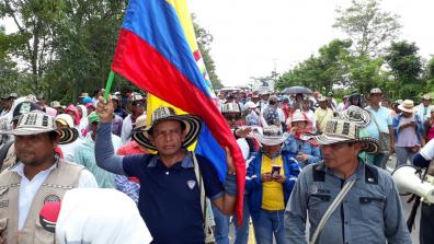 People protest in Colombia. Photo: ONIC.