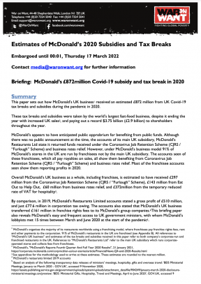 Briefing: McD 2020 subsidies cover