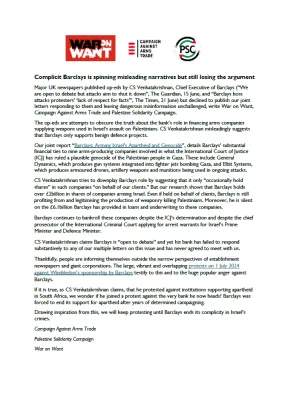 Screenshot of joint response to Barclays