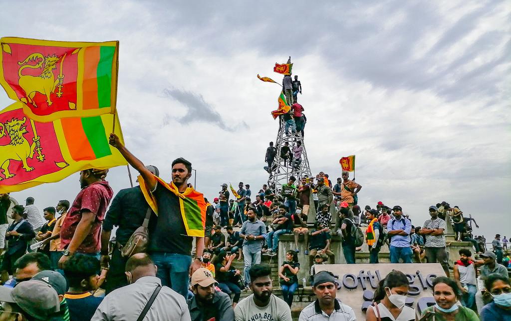 Demonstrators in Colombo, Sri Lanka