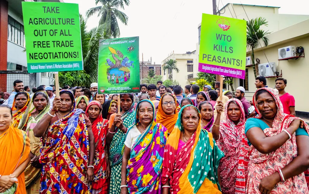 Land workers gathering against WTO and free trade agreements