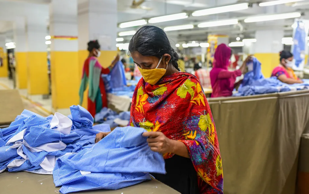 Workers in a garment factory in Dhaka, Bangladesh, May 2020.