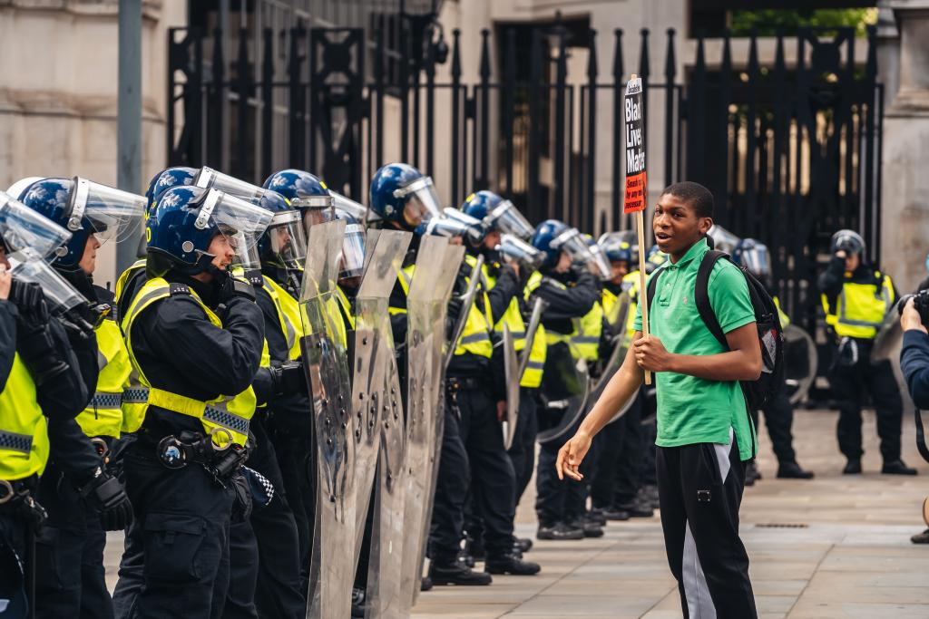 BLM protestor and police