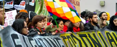 Global Frontline Bloc representing indigenous people at the London Climate March on 29 November 2015. Photo by Tom Lebert.