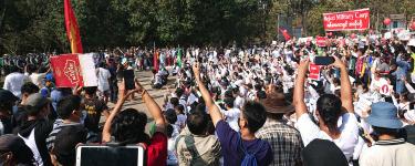 Protest against military coup, 9 Feb 2021, Hpa-An, Kayin State, Myanmar. Photo: Ninjastrikers