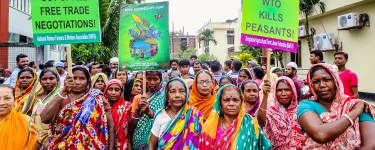 Land workers gathering against WTO and free trade agreements