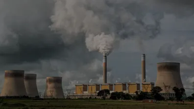 A power station emitting fumes.