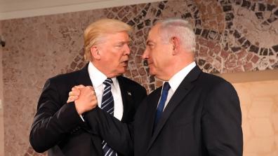 US President Donald Trump clasps hands with Israeli Prime Minister Benjamin Netanyahu. Photo: U.S. Embassy Jerusalem